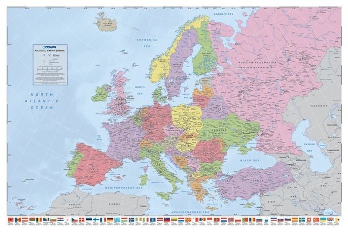 blæse hul lur Pensioneret Poster Map of Europe - Political | Wall Art, Gifts & Merchandise |  Abposters.com