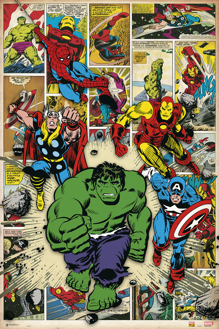Poster Marvel Comic - Here Come The Heroes | Wall Art, Gifts & Merchandise  | Europosters