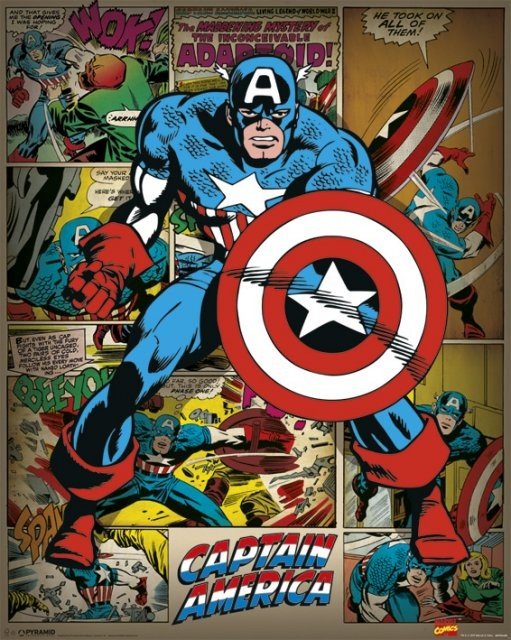 en lille øjenbryn efter det Poster MARVEL COMICS – captain america retro | Wall Art, Gifts &  Merchandise | Abposters.com