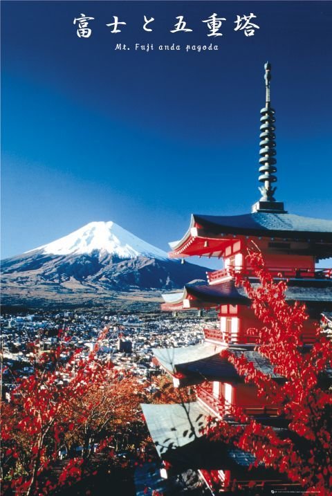 Slibende tilskadekomne Marquee Poster Mount Fuji - pagoda | Wall Art, Gifts & Merchandise | Abposters.com