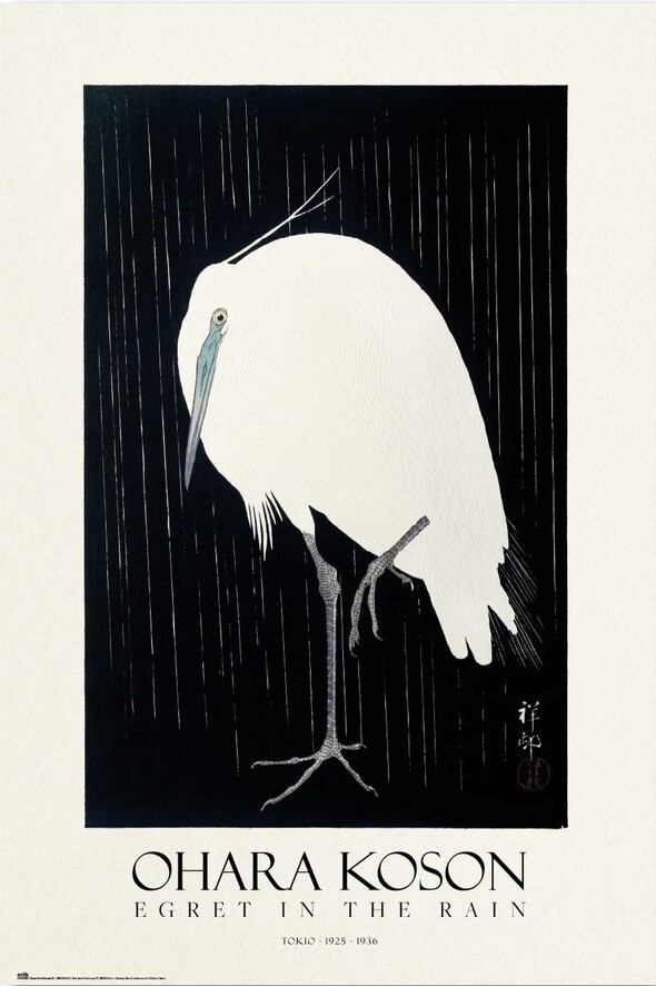 Poster Ohara Egret in the Rain | Wall Gifts & Merchandise | Abposters.com