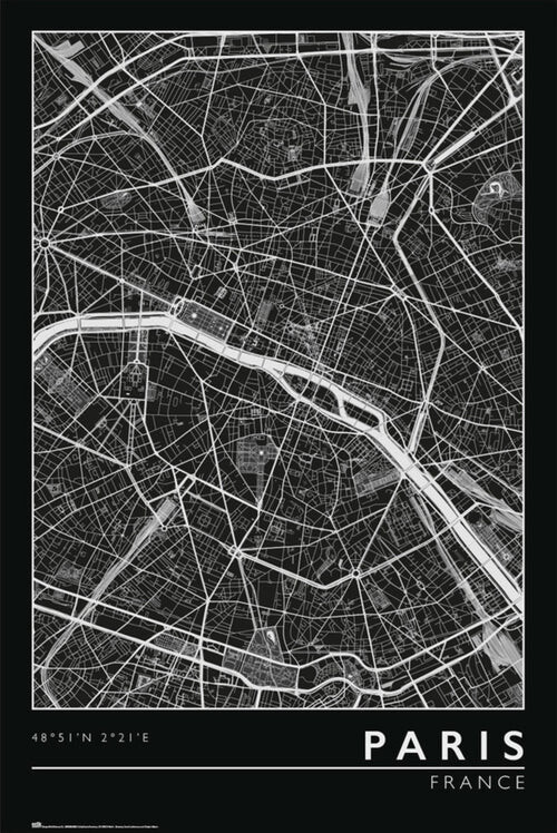 Poster Paris - City Map | Wall Art | 3+1 FREE | Europosters