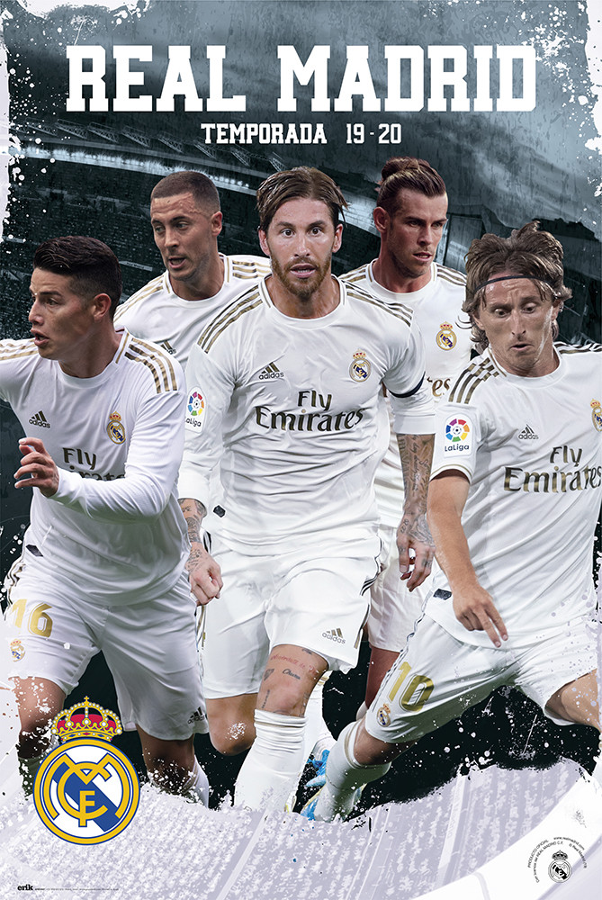  Póster Real Madrid 2019/2020 (35.8 x 24.0 in) : Hogar y Cocina