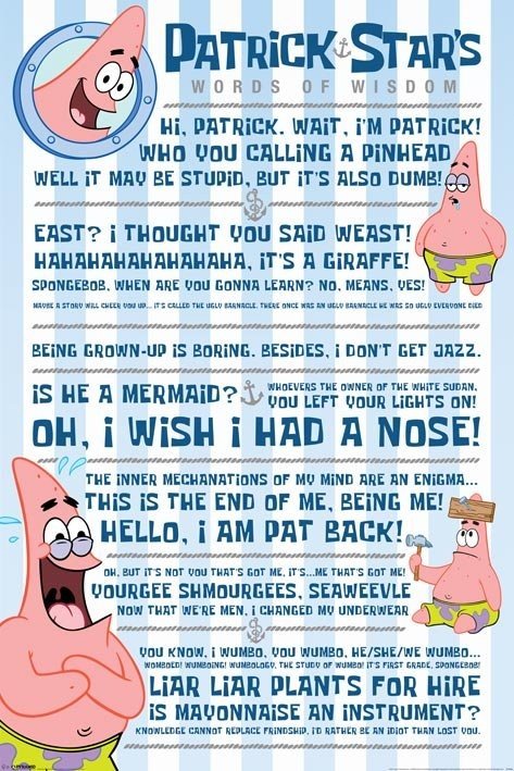 Spongebob Squarepants Patrick Quotes Poster All Posters In One Place 3 1 Free