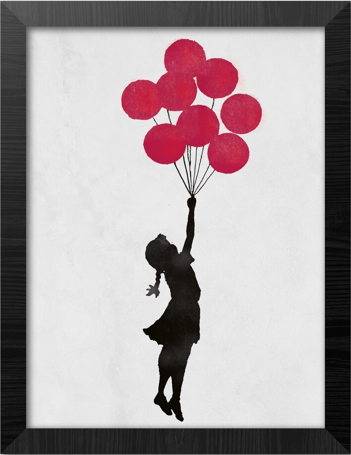 Banksy - Girl Floating Poster Emoldurado, Quadro em