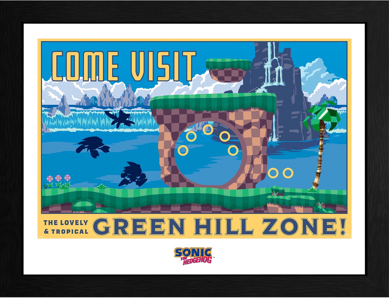 Sonic - Green Hill Zone Poster Emoldurado, Quadro em