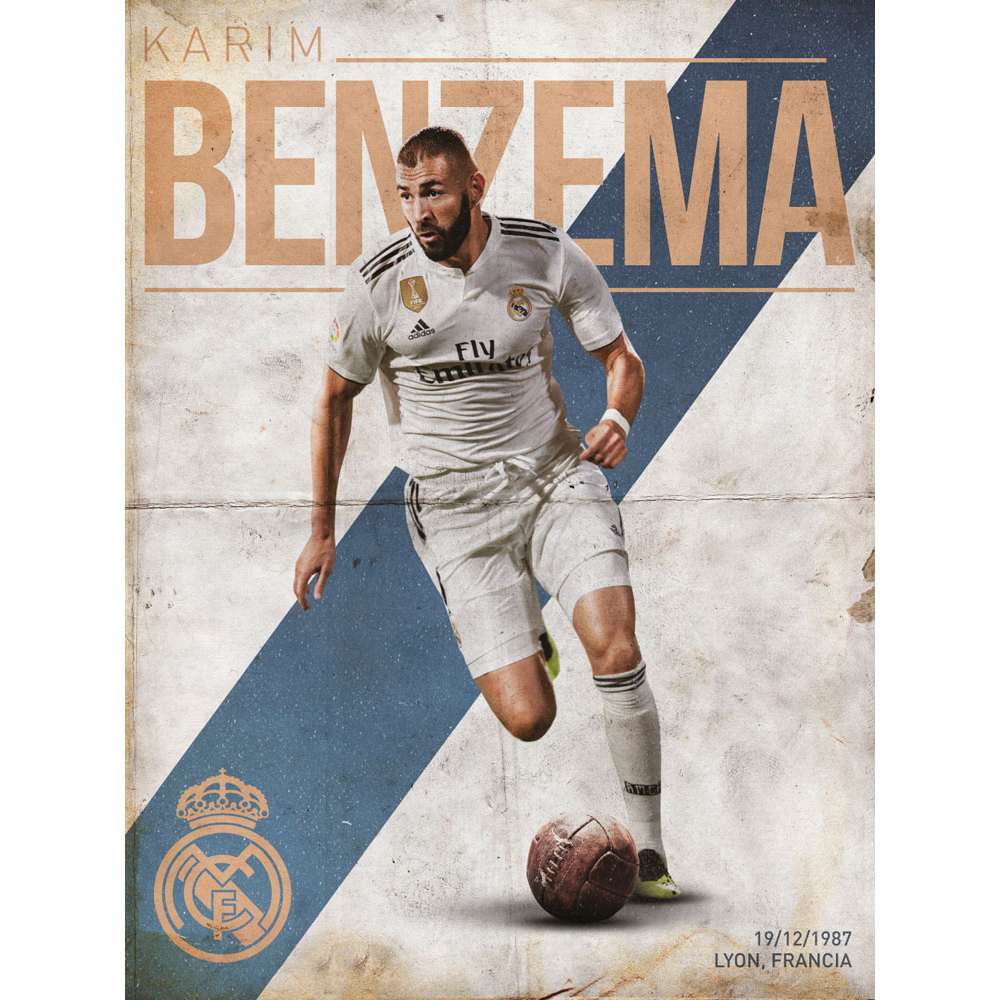 Karim Benzema Real Madrid Poster Print, Real Player, Football Player,  Benzema Decor, France Player, Benzema Gift SIZE 24''x32'' (61x81 cm)