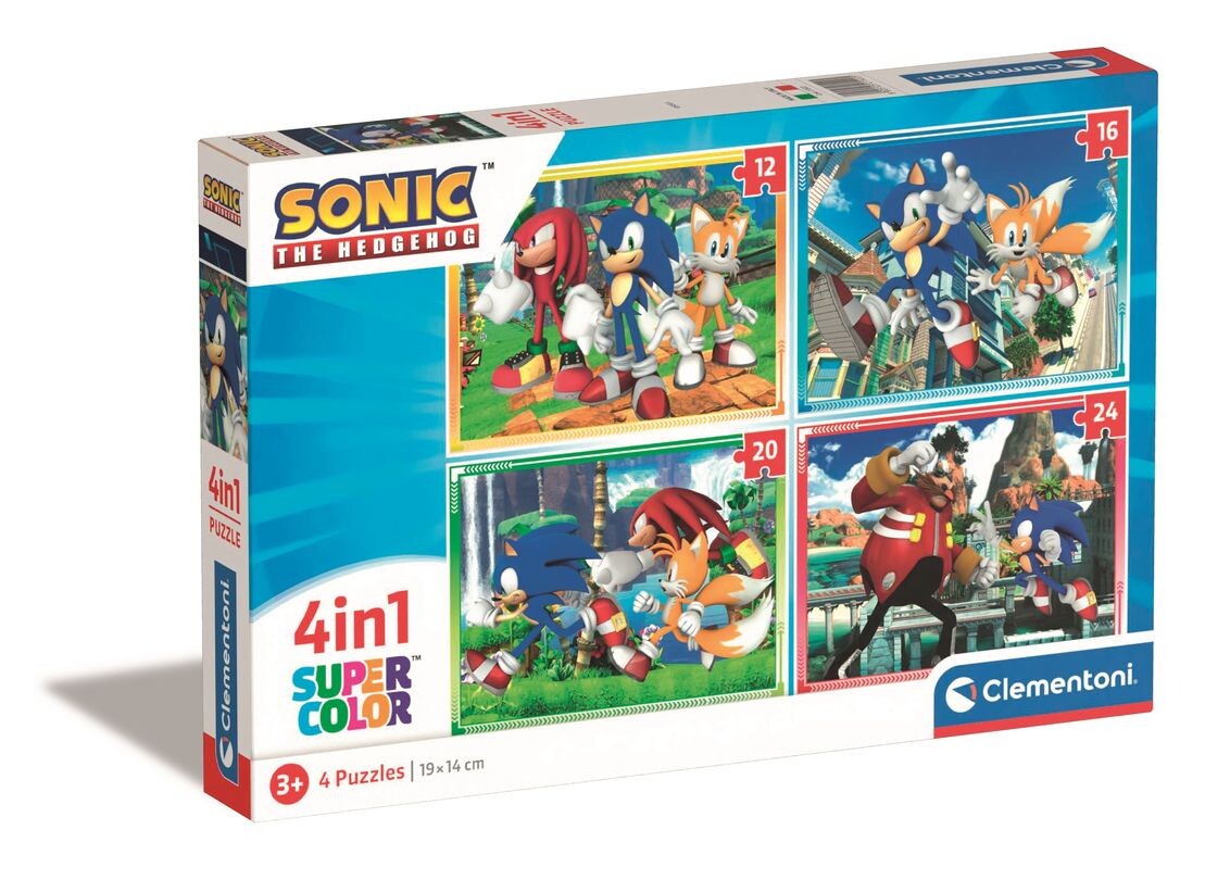 Clementoni 25280 Sonic Supercolor Sonic-3x48-Piece Jigsaw Puzzle for Kids  Age 4, Multi-Coloured, One Size