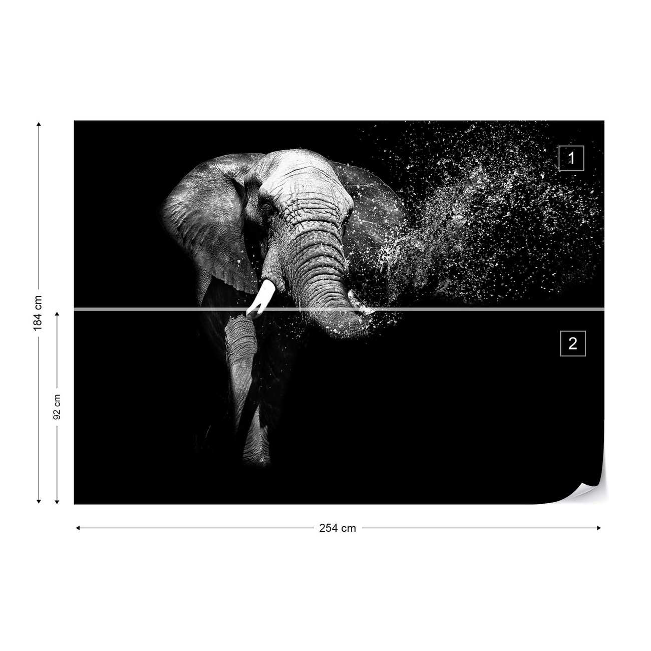 Black And White Elephant Wall Paper Mural Buy at EuroPosters
