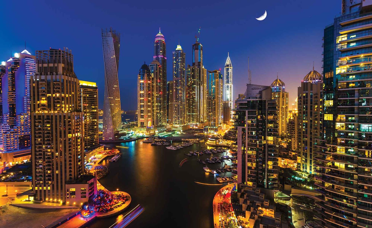 City Dubai Skyscraper Night Wall Paper Mural | Buy at ...