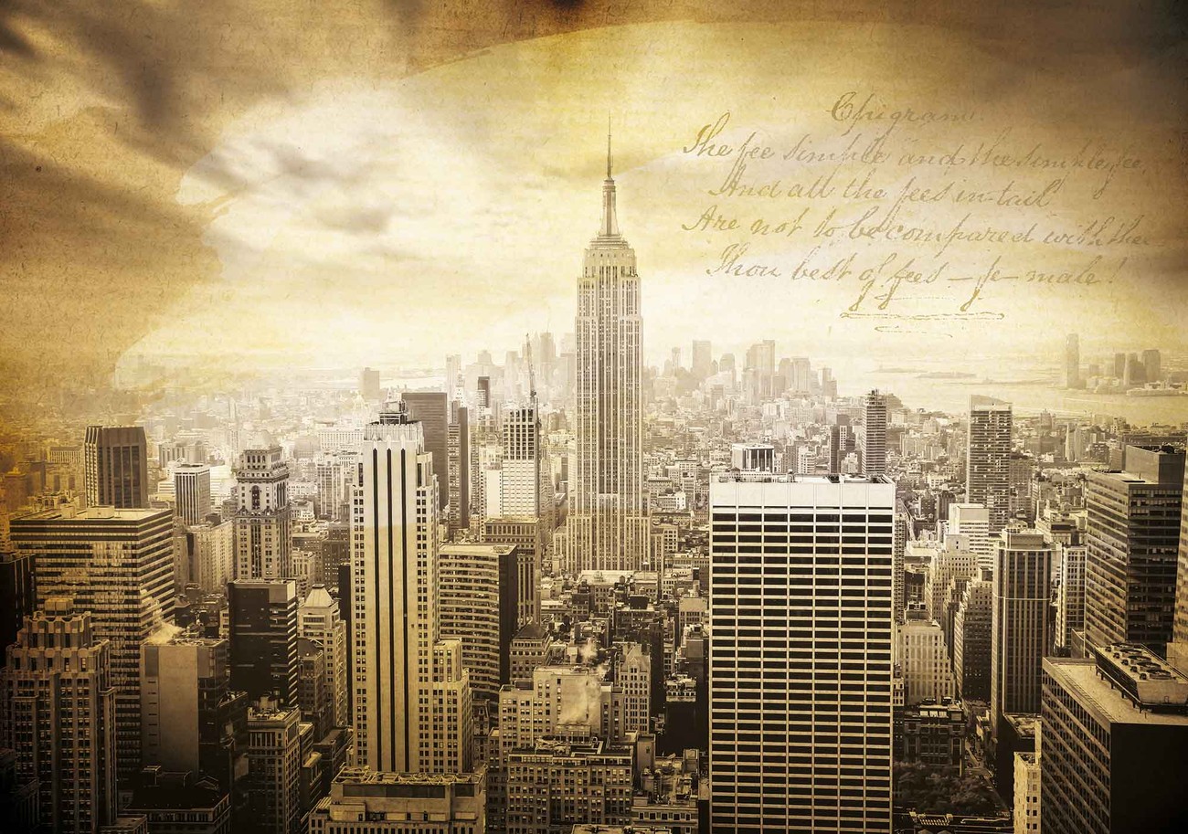 City New York Vintage Sepia Wall Paper Mural Buy At Europosters