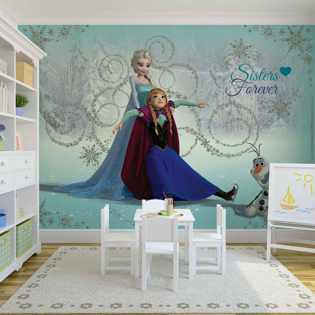 Kids Room Photo Wallpaper Disney Frozen Princess Elsa, Anna, Castle Wall  Mural