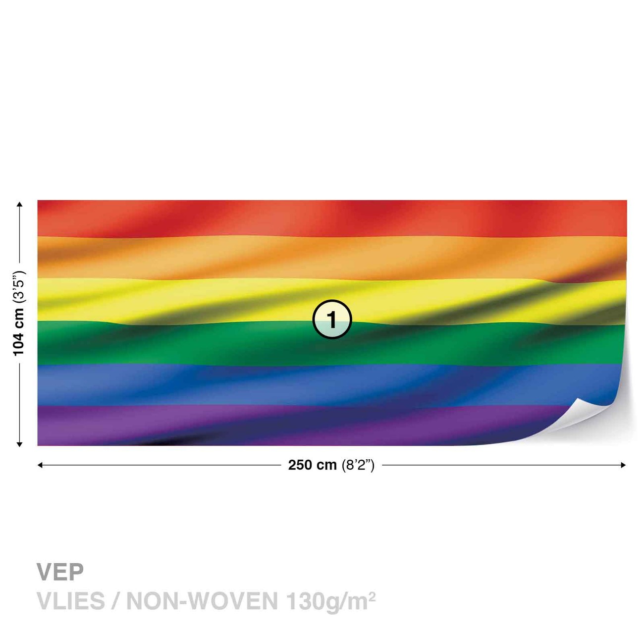 Flag Rainbow Gay Pride Wall Paper Mural | Buy at EuroPosters, image size:1300x1300