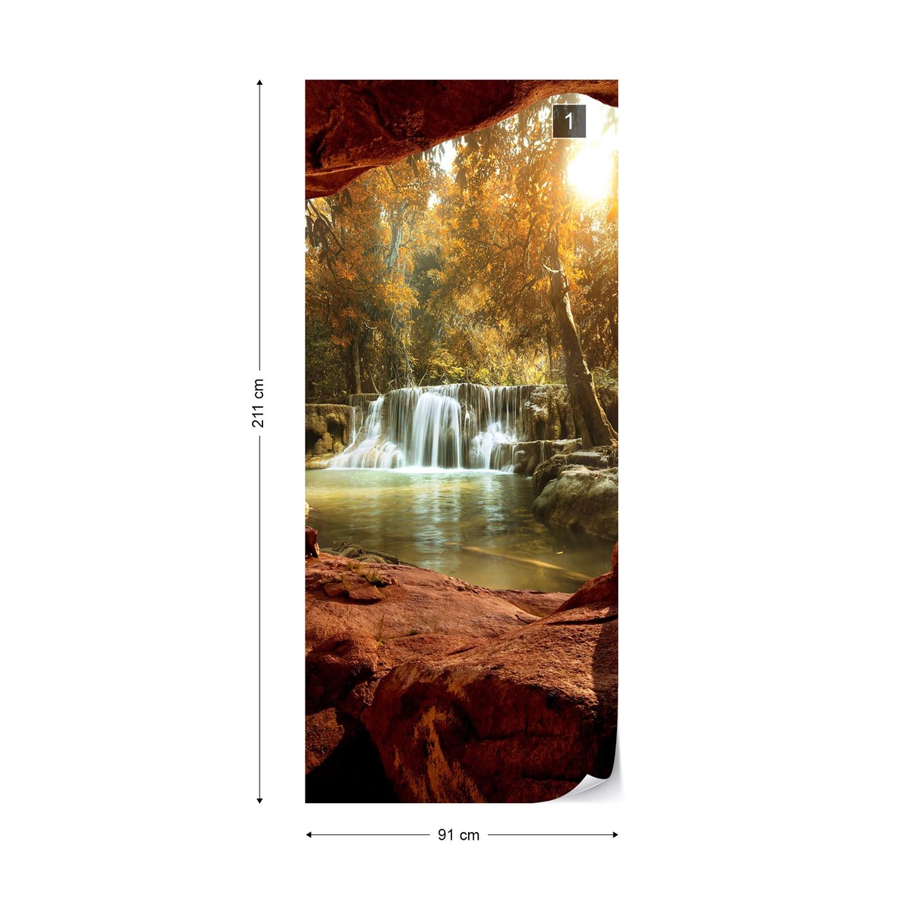 Lake Forest Waterfall Cave Wall Paper Mural Buy At Abposterscom