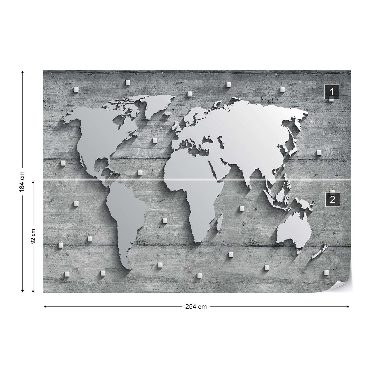 Modern 3d World Map Concrete Texture Wall Paper Mural Buy At Europosters