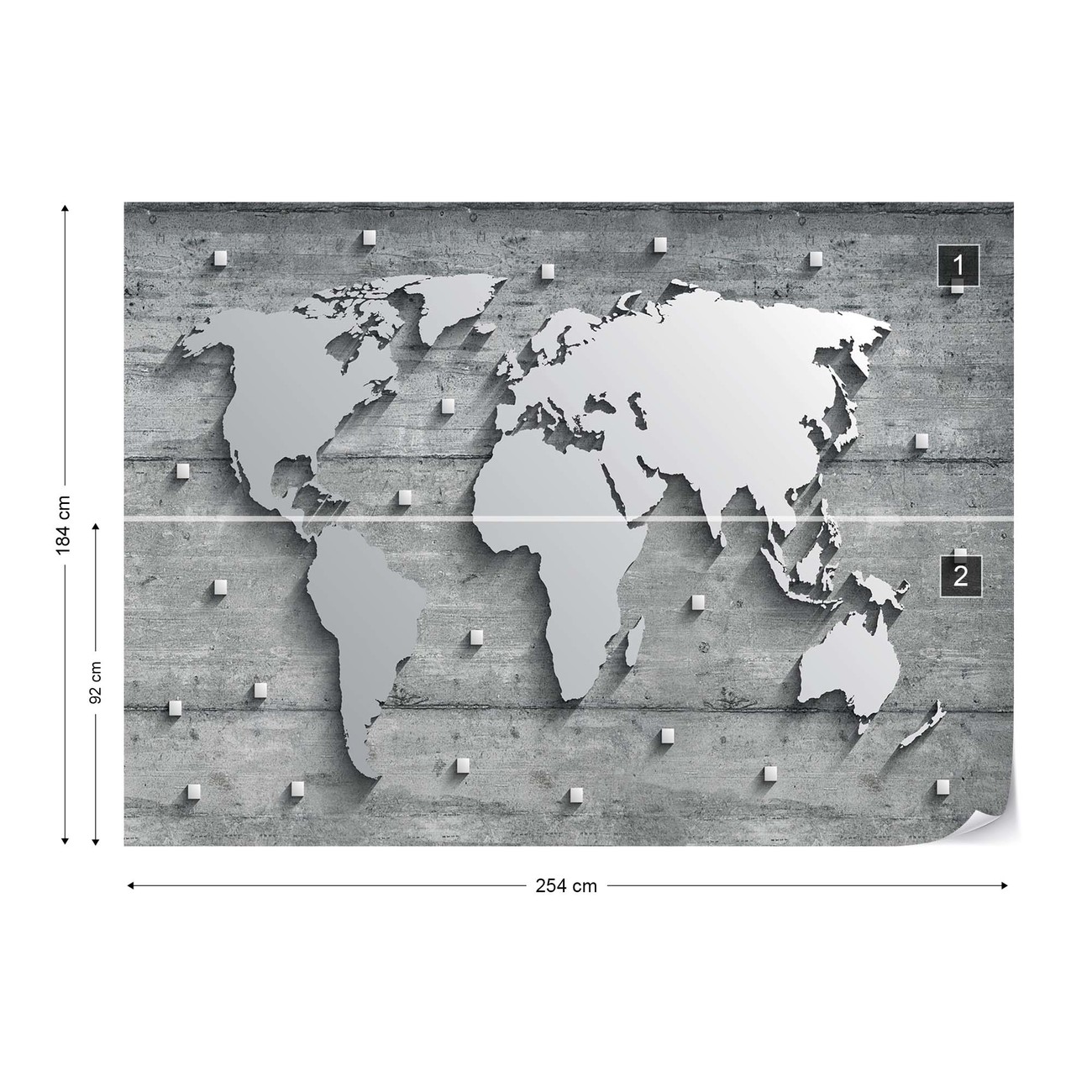 Modern 3d World Map Concrete Texture Wall Paper Mural Buy At Abposters Com