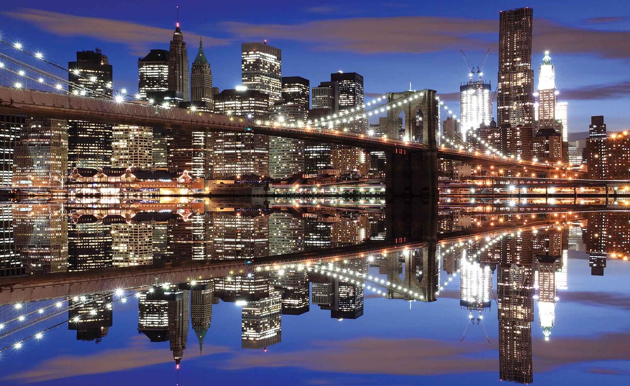 New York Brooklyn Bridge Night Wall Paper Mural Buy at