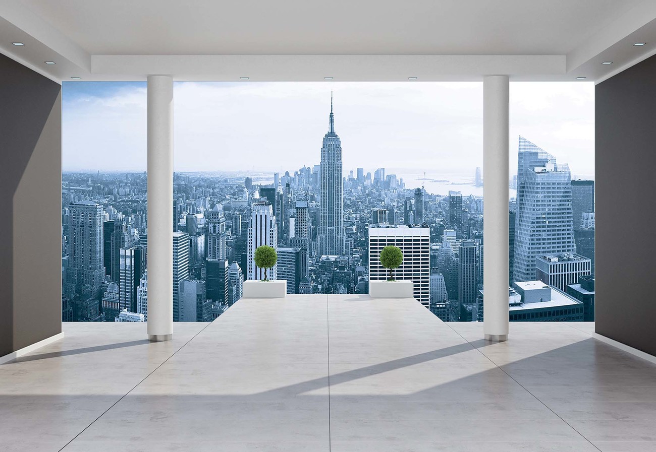 New York City Skyline 3D Penthouse View Wall Paper Mural | Buy at  EuroPosters