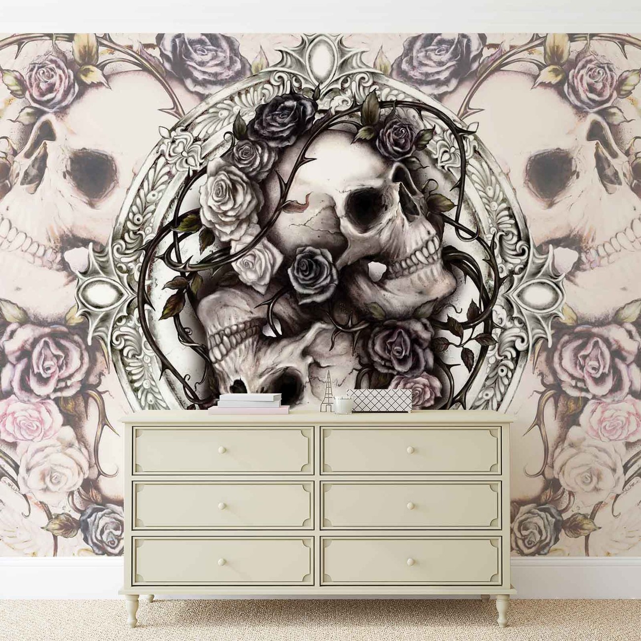 Skull Alchemy Roses Wall Paper Mural | Buy at EuroPosters