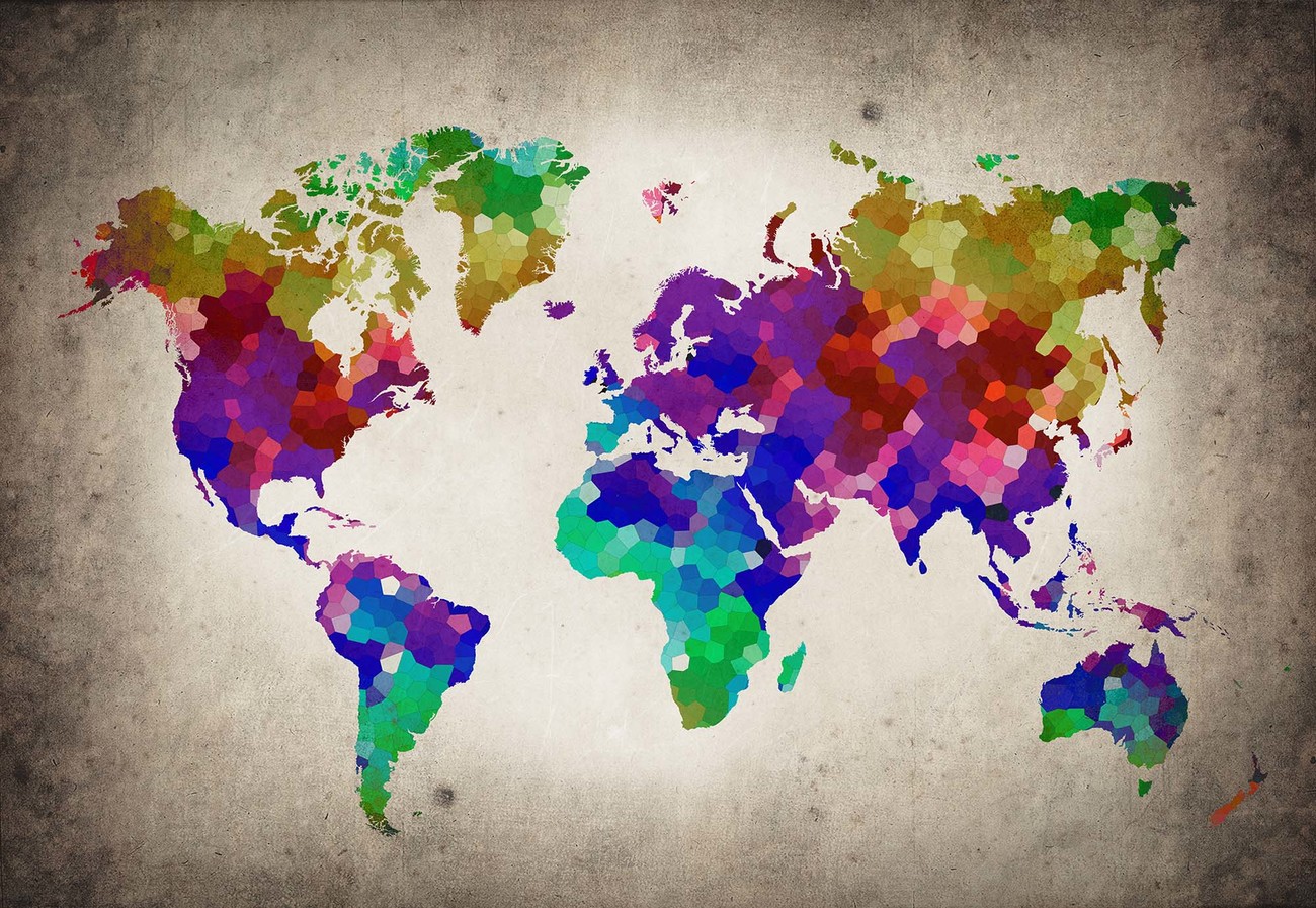 Watercolour World Map Wall Paper Mural | Buy at EuroPosters