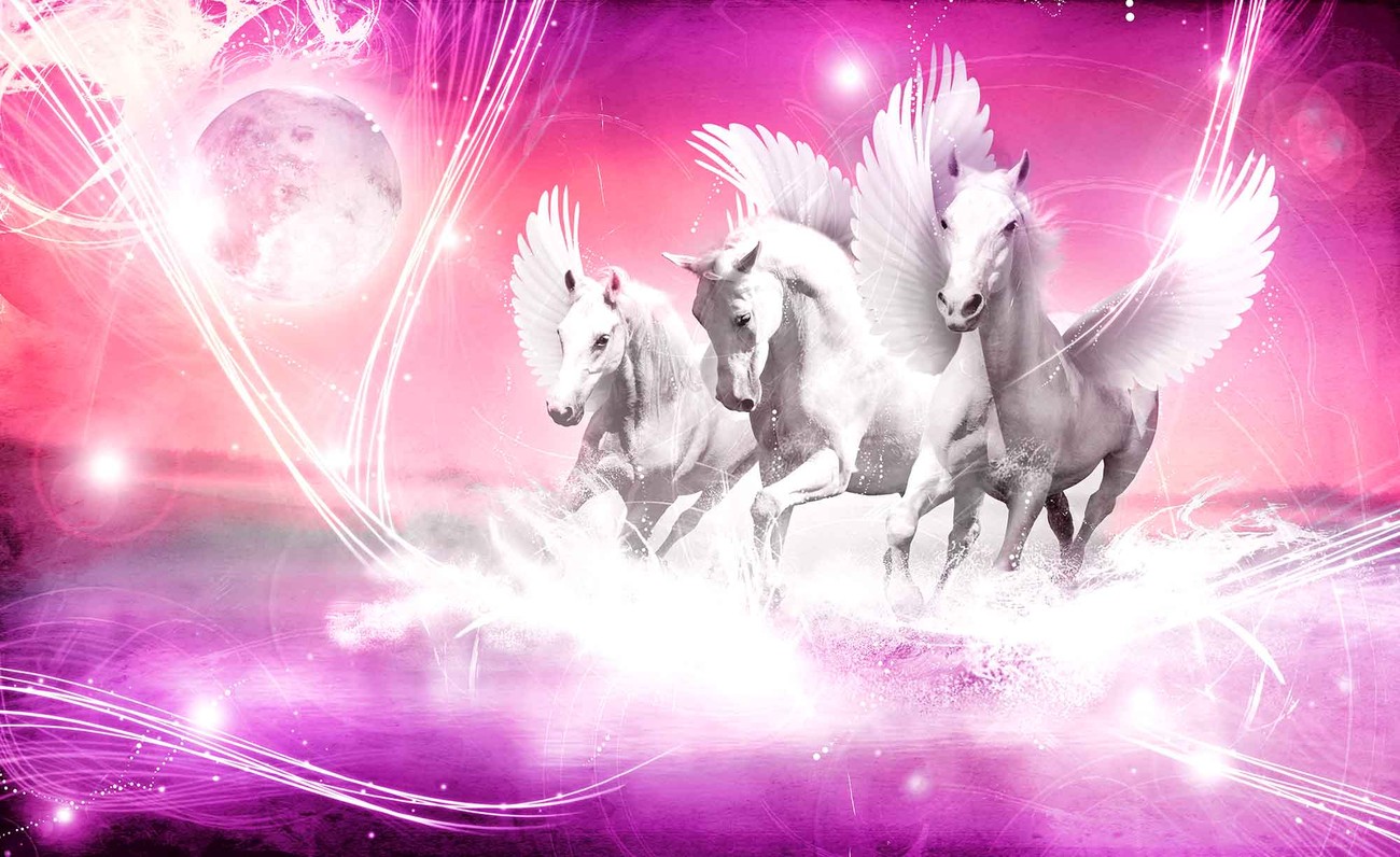Winged Horse Pegasus Pink Wall Paper 