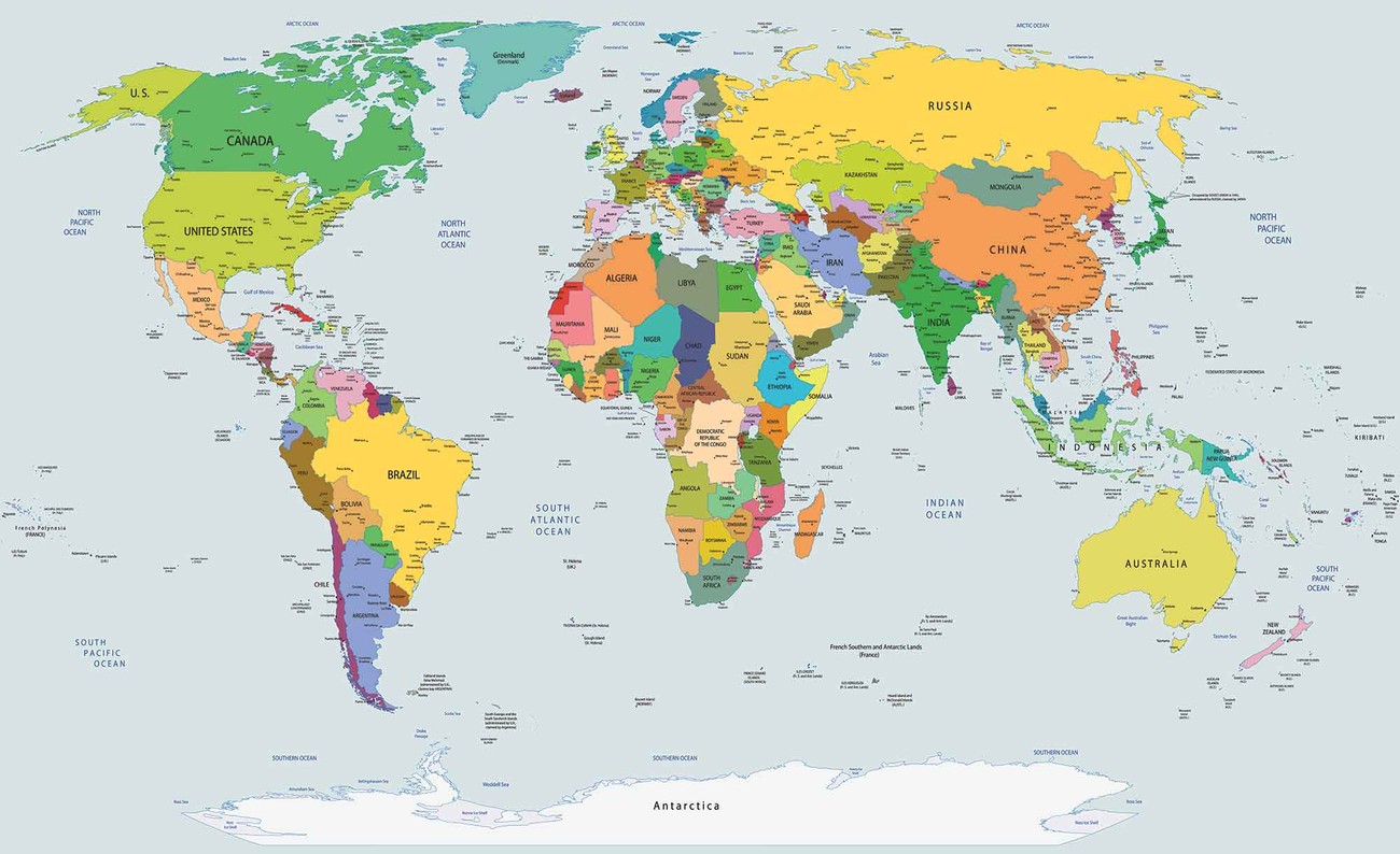 mapa sveta World Map Wall Paper Mural | Buy at EuroPosters mapa sveta