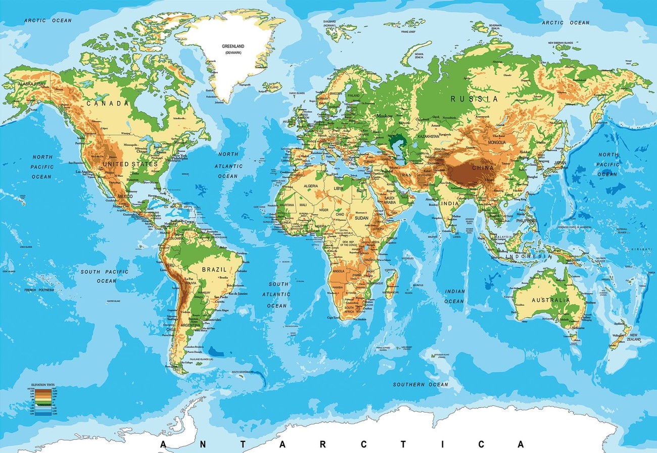 World Map Atlas Wall Paper Mural
