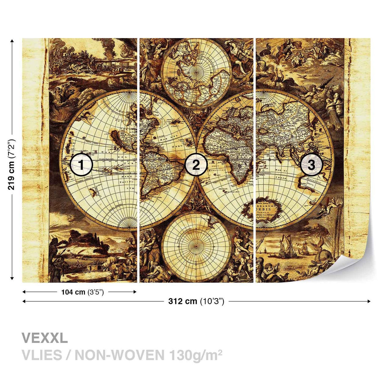 World Map Vintage Wall Paper Mural | Buy at EuroPosters