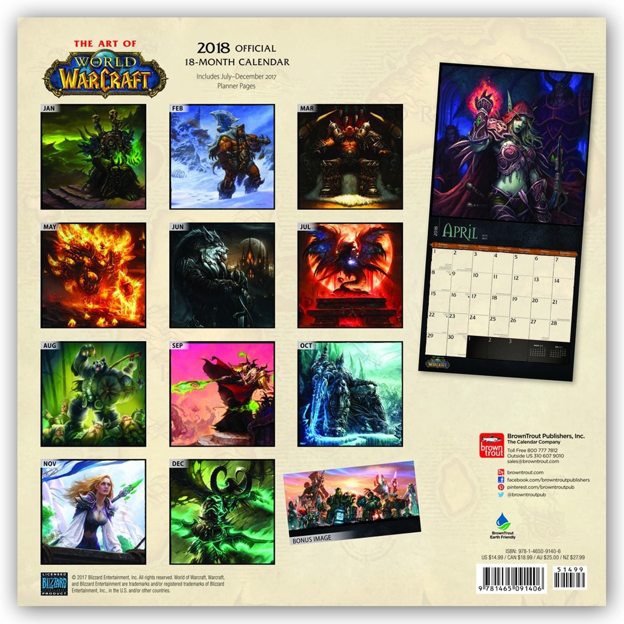 World of Warcraft Wall Calendars 2022 Large selection