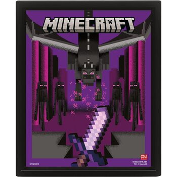 Minecraft - Ender Dragon Duel 3D Uokvirjen plakat