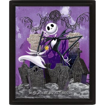 Nightmare Before Christmas - Graveyard 3D Постер в Рамка