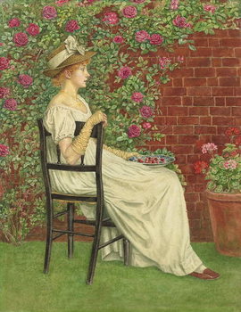 Canvas Print A Young Girl Seated in a Chair, a Bowl of Cherries in her Hand,