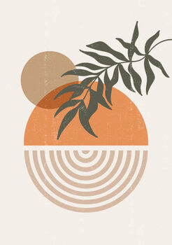 Stenska nalepka Abstract sun moon leaves print boho