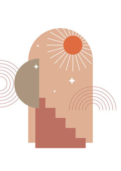 Αυτοκόλλητο abstract sun rise colorful Flat Boho