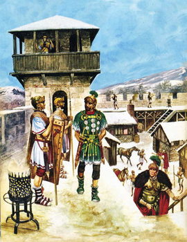 Reprodução do quadro A Roman army fort in Britain