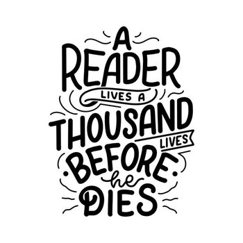 Illustration Abstract lettering about books and reading