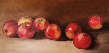 Ilustração Acrylic painting with eight red apples