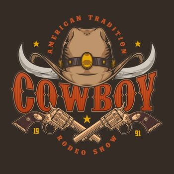 Taidejuliste American cowboy vintage sticker colorful