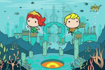 Taidejuliste Aquaman and Mera - Chibi