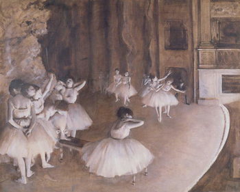 Reprodução do quadro Ballet Rehearsal on the Stage, 1874