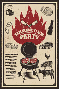 Taidejuliste Barbecue party flyer template. Grill, fire,