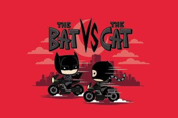 Impressão de arte Bat vs Cat
