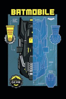 Impressão de arte Batman - Batmobile blueprint