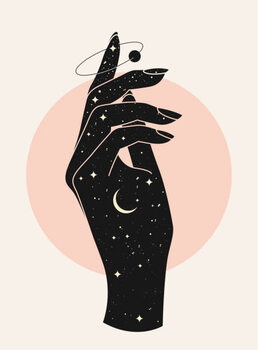 Ilustração Beautiful mystic woman hand silhouette with