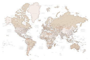 Map Beige detailed wold map, Louie