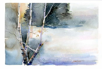 Reprodução do quadro Birch in Winter, 2015,
