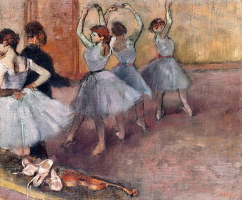 Reprodução do quadro Blue-Toned Dancers (The Rehearsal in the Foyer de la Danse), c.1882