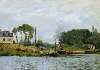 Reprodução do quadro Boats at the lock at Bougival, 1873