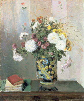 Fine Art Print Bouquet of Flowers, Chrysanthemums in a Chinese Vase