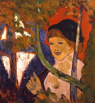 Reprodução do quadro Breton Girl with a Red Umbrella, 1888